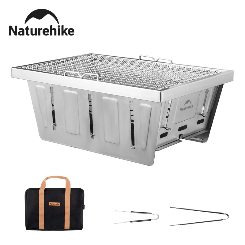Camping Outdoor Cooking Table - Naturehike キャンプ用チャコールグリル IGTテーブル用 ポータブル折りたたみ式バーベキューグリル トング付き アウトドア車載調理用BBQラック