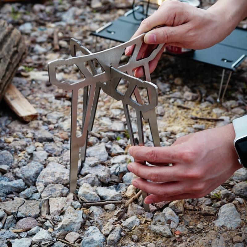 Camping Cooking Pot Tripod - 屋外調理用55kd折りたたみ式キャンプストーブベースステンレス鋼スタンドグリルパンパティオ用スペース節約ポットラック用