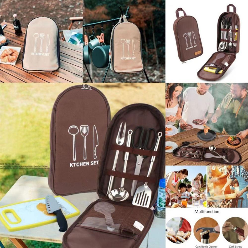 Camping Cooking Utensil Bag - 大容量のキャンプ用調理器具バッグ。食器や調理器具を収納できるコンテナバッグ。多層構造のピクニック用調理バッグ。バーベキューにも最適。
