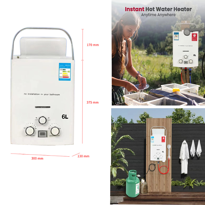 Camping Cooking Propane - プロパン給湯器 6L インスタントガス給湯器 過熱＆空焚き防止機能付き デジタルディスプレイ搭載 キャンプ