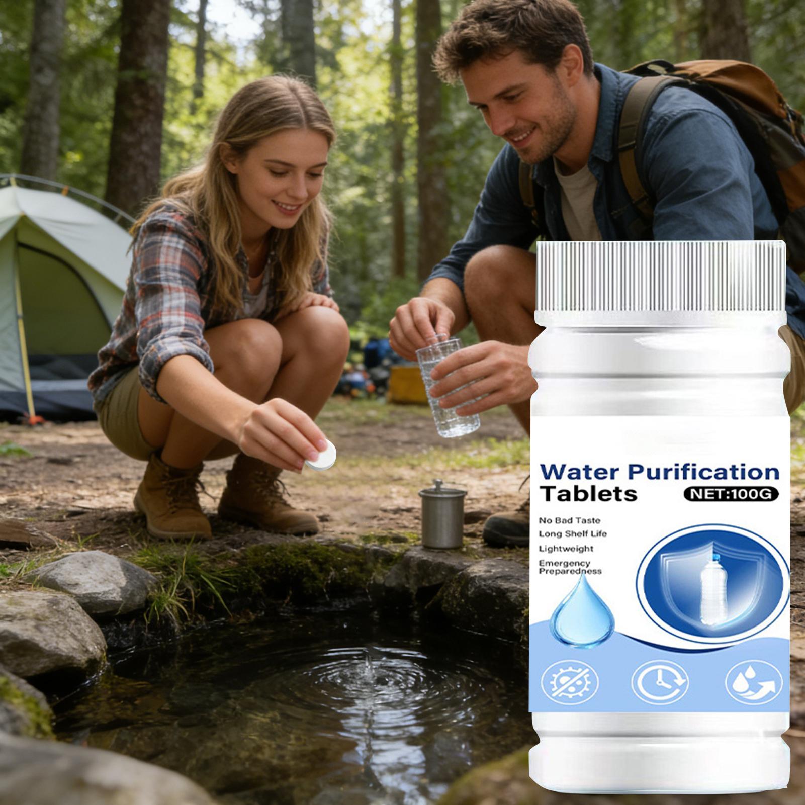 Water Purification Tablet - 飲料水用浄水タブレット、効果的な速溶性、水の透明度維持、キャンプ、ハイキング用浄水タブレット