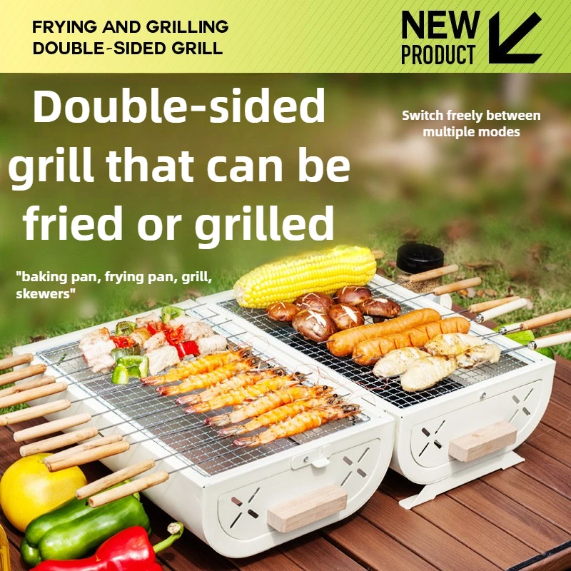 Camping Cooking Heater - バーベキューオーブン家庭用グリルポータブル屋外キャンプ禁煙グリルバーベキュー調理器具両面使用可能