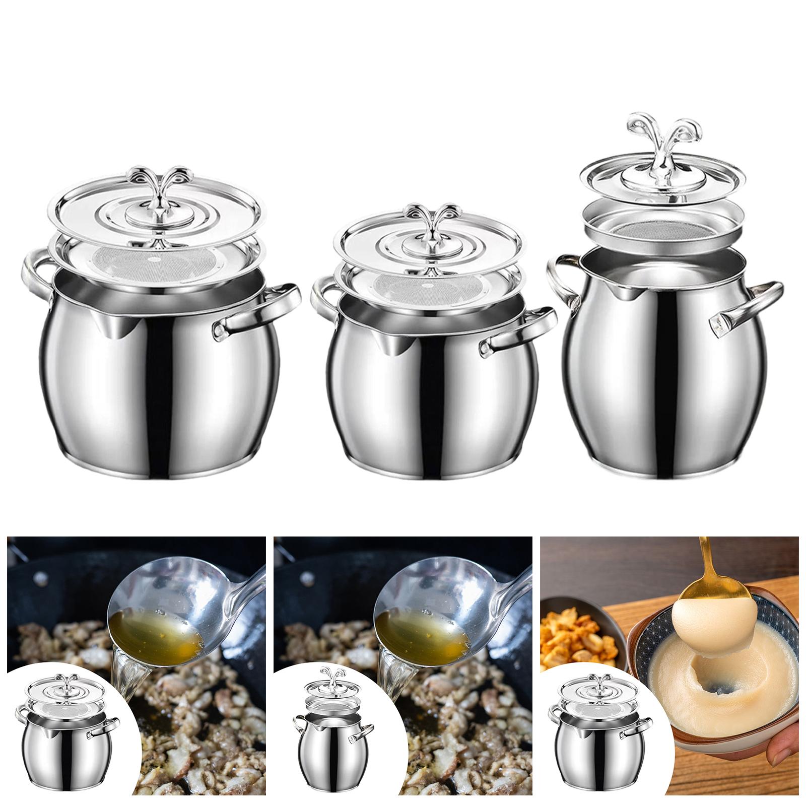 Camping Cooking Container - グリースコンテナ多用途耐熱グリース缶保存瓶ラードストレーナー保存用フライパンキッチンキャンプクッキング