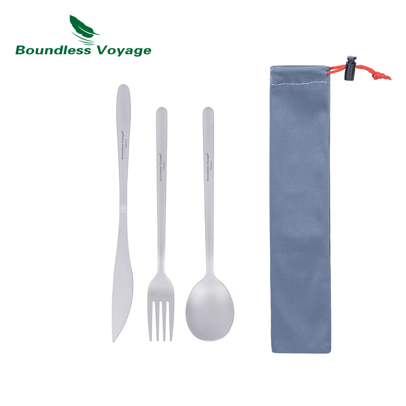 Camping Cooking Cutlery Set - 無限の航海-チタンディナーセット、キャンプ用食器、ユーティリティカトラリー、箸、ナイフ、フォーク、スプーンセット、家庭、旅行、3、4個