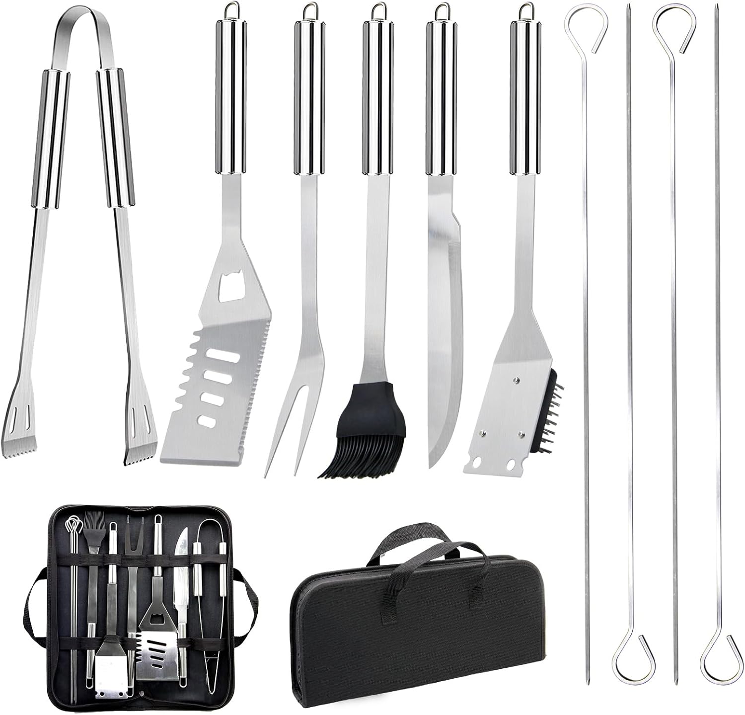 Camping Cooking Utensil Bag - グリル用品セット ステンレス製BBQアクセサリーキット ポータブルBBQグリルツールセット 収納バッグ付き アウトドアグリルキャンプ用