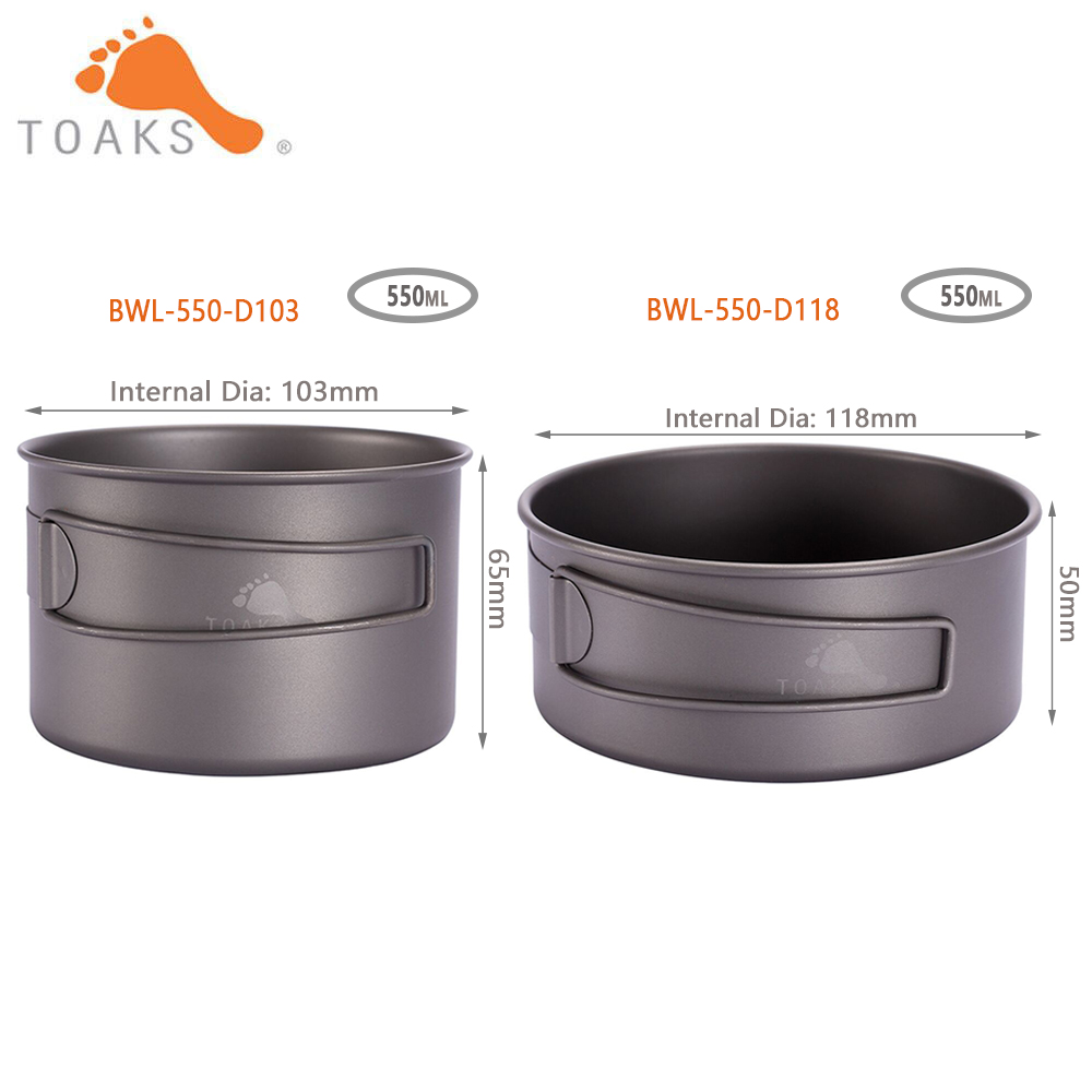 Toaks BWL-550折りたたみハンドル付きキャンプチタ - Camping Cooking Bowl のレビューと価格