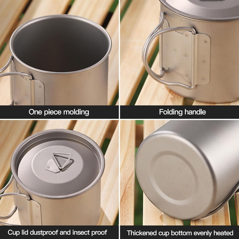 折りたたみハンドル付きチタン製キャンプマグ 軽量ポータブルア - Camping Cooking Utensil Bag のレビューと価格