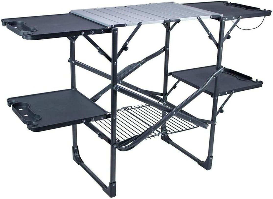スリム折りたたみ式ポータブルキャンプキッチンテーブル、耐熱ト - Camping Outdoor Cooking Table のレビューと価格