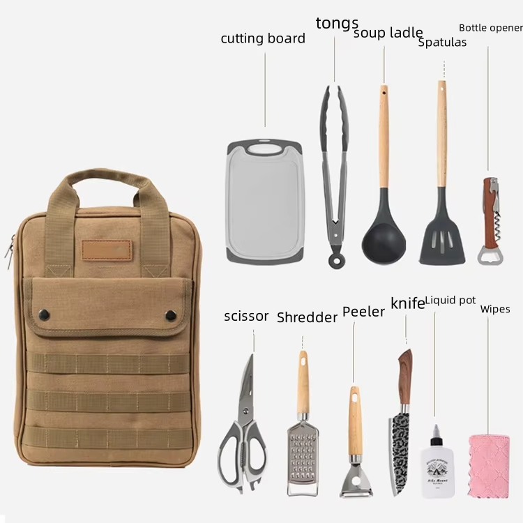 キャンプ用調理器具アクセサリーセット、12個入りポータブル調 - Camping Cooking Utensil Bag のレビューと価格