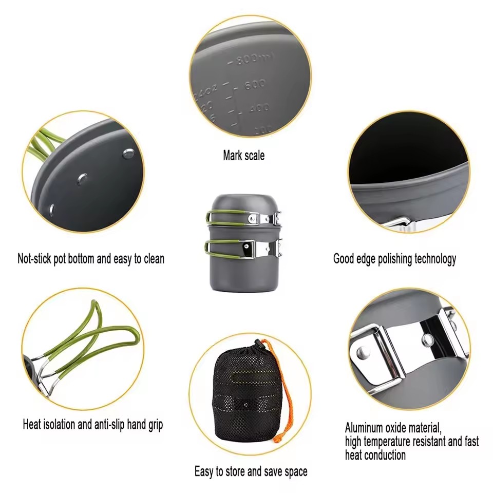 超軽量キャンプ調理器具メスキットキャンプポットセットアウトド - Camping Cooking Kits のレビューと価格
