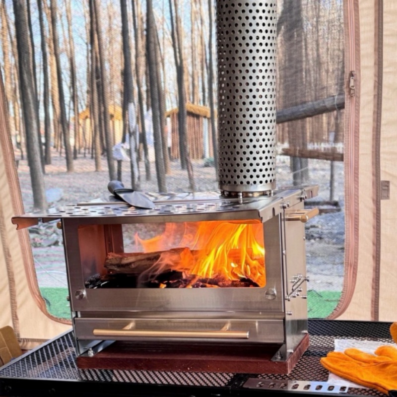 ポータブルステンレス薪ストーブ,屋外ピクニック用の煙突付き調 - Camping Cooking Heater のレビューと価格