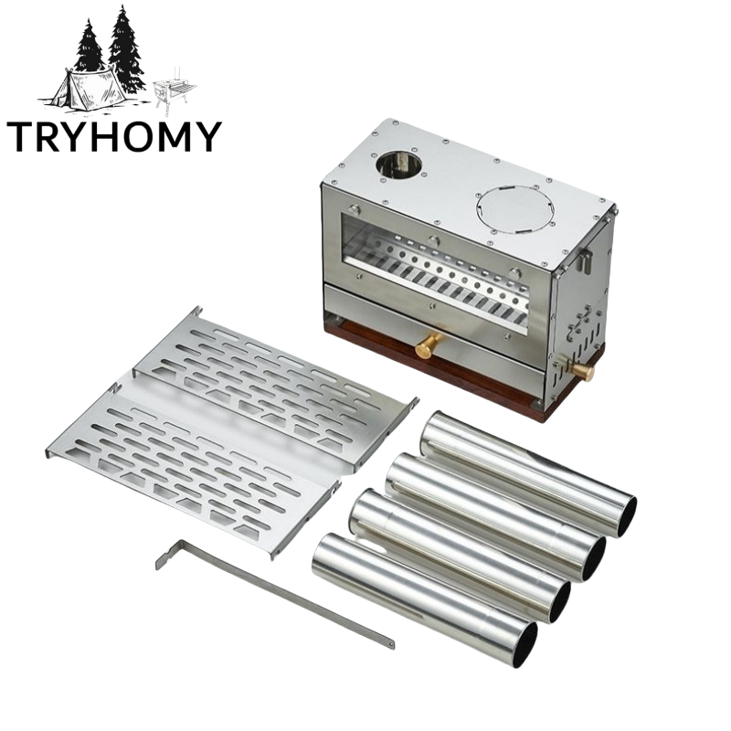 ポータブルステンレス薪ストーブ,屋外ピクニック用の煙突付き調 - Camping Cooking Heater のレビューと価格