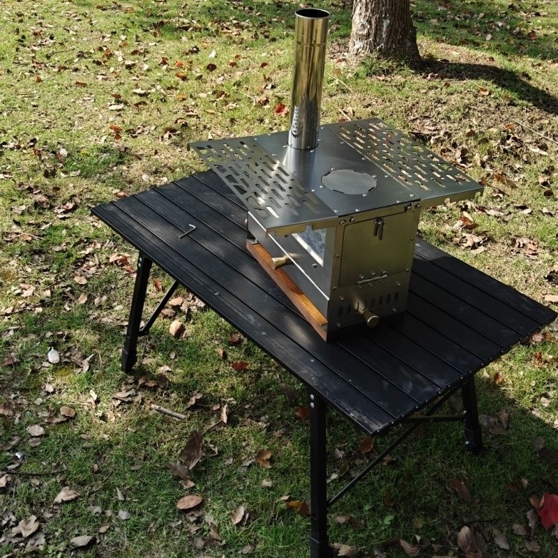 ポータブルステンレス薪ストーブ,屋外ピクニック用の煙突付き調 - Camping Cooking Heater のレビューと価格