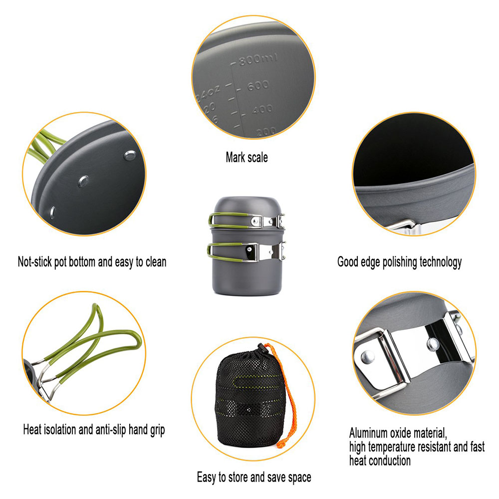 超軽量キャンプポット調理器具セットポータブル屋外調理食器ハイ - Camping Cooking Kits のレビューと価格