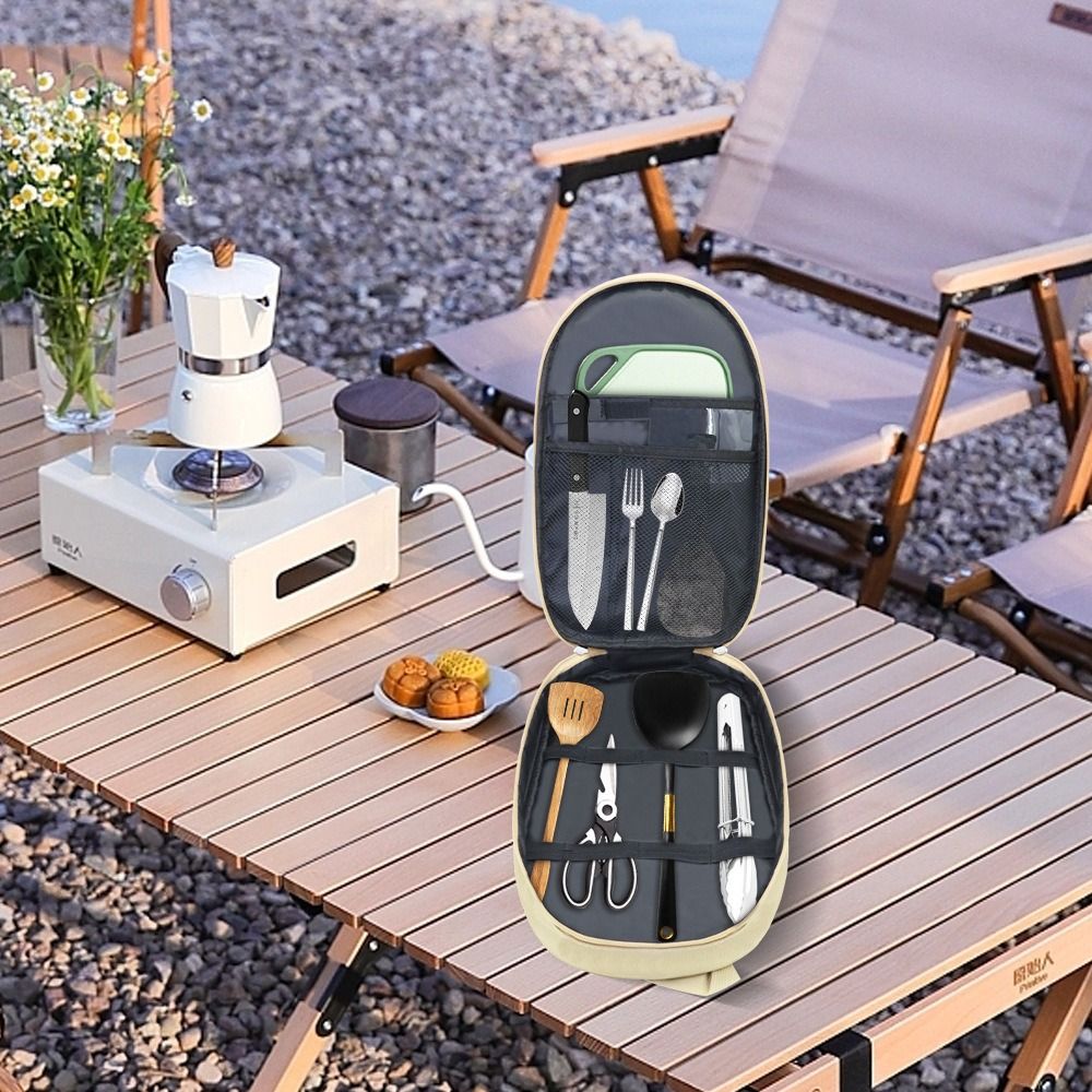 大容量のキャンプ用調理器具バッグ。食器や調理器具を収納できる - Camping Cooking Utensil Bag のレビューと価格