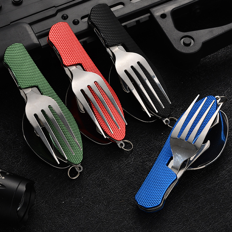 4 in1 折りたたみ式キャンプ用食器セット 多機能ナイフ  - Camping Cooking Cutlery Set のレビューと価格