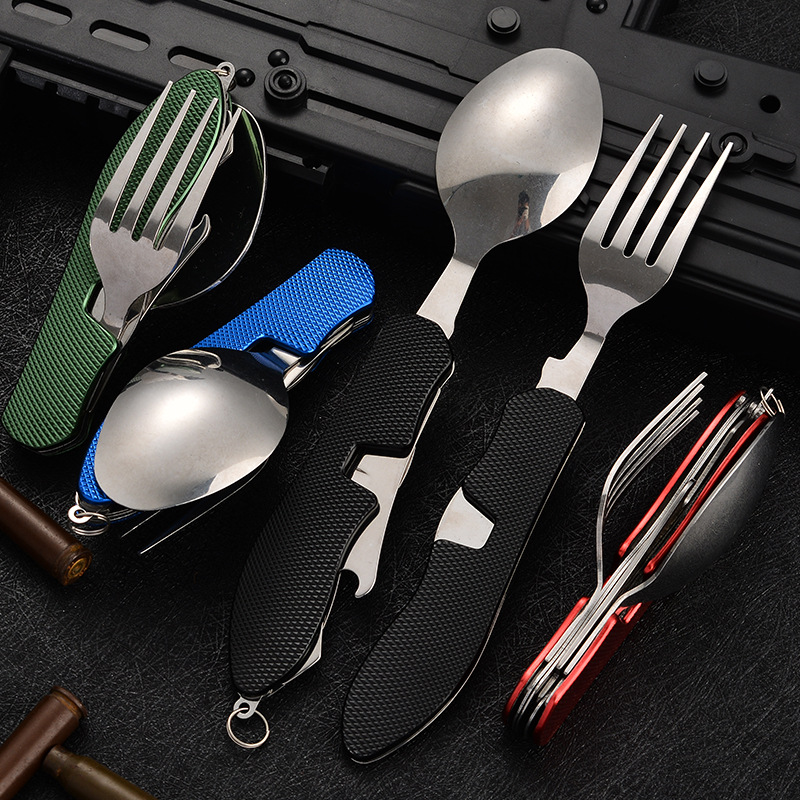 4 in1 折りたたみ式キャンプ用食器セット 多機能ナイフ  - Camping Cooking Cutlery Set のレビューと価格
