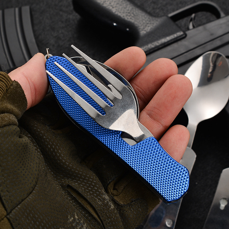 4 in1 折りたたみ式キャンプ用食器セット 多機能ナイフ  - Camping Cooking Cutlery Set のレビューと価格