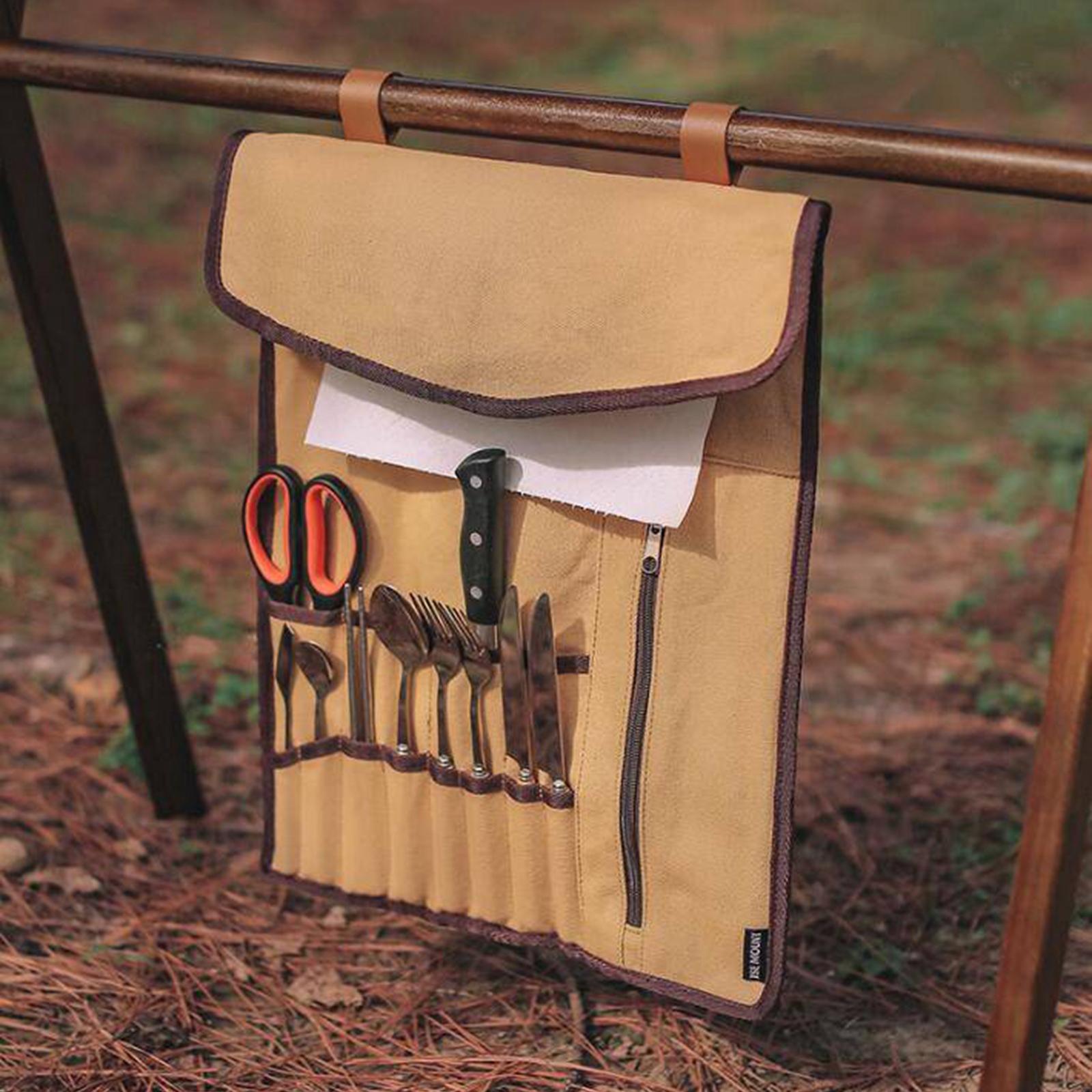 ポータブルキャンプ用品ロールアップバッグ食器オーガナイザー収 - Camping Cooking Utensil Bag のレビューと価格