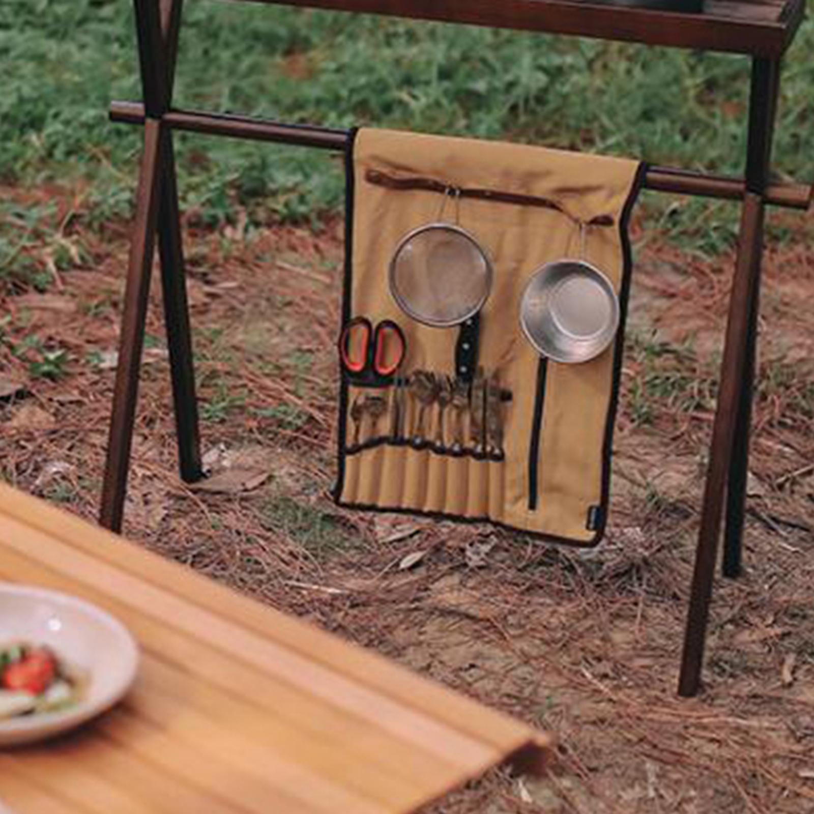 ポータブルキャンプ用品ロールアップバッグ食器オーガナイザー収 - Camping Cooking Utensil Bag のレビューと価格