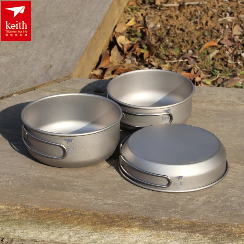 キース 3 個チタン調理器具パンボウルセット折りたたみハンド - Camping Cooking Bowl のレビューと価格