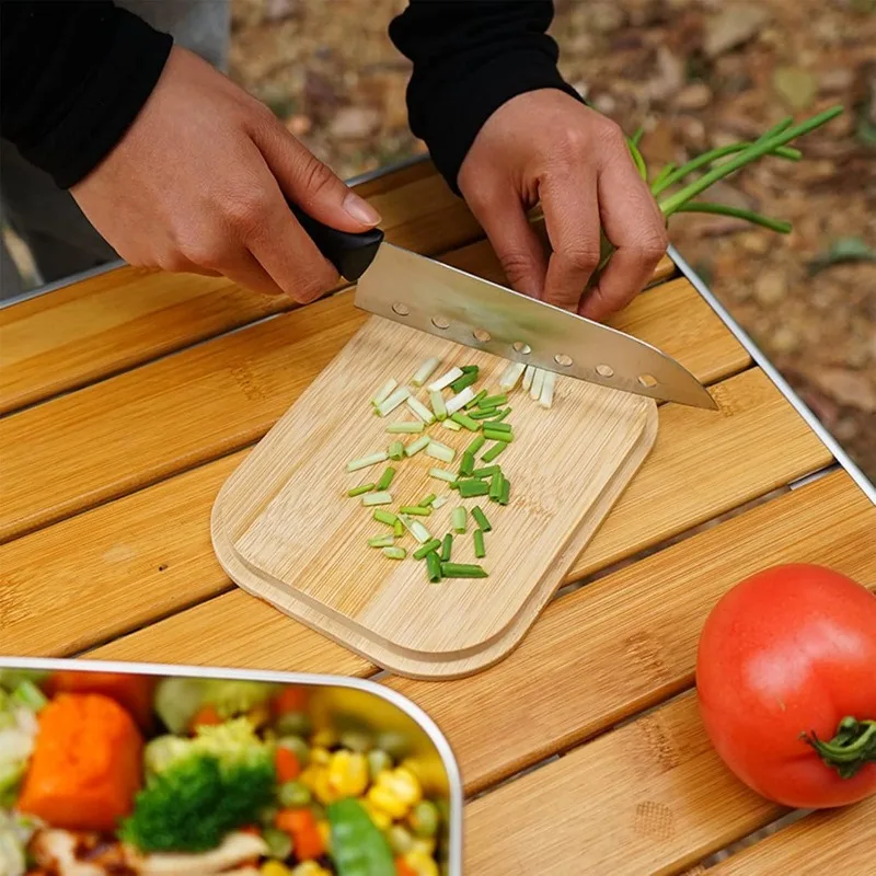 ステンレス製のポータブル弁当箱,キャンプ,野外調理,木製のま - Camping Cooking Container のレビューと価格