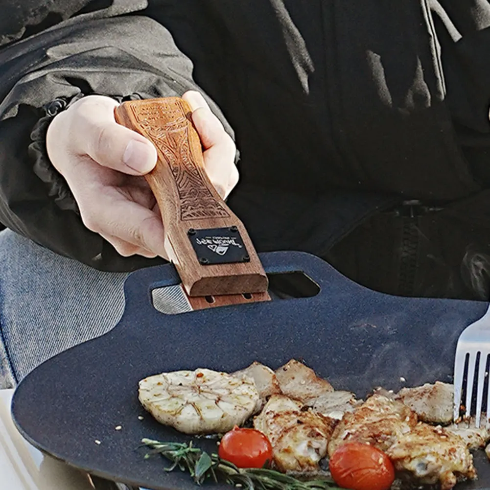屋外用天然木製グリルパンハンドル、取り外し可能、耐熱性、火傷 - Camping Cooking Bowl のレビューと価格