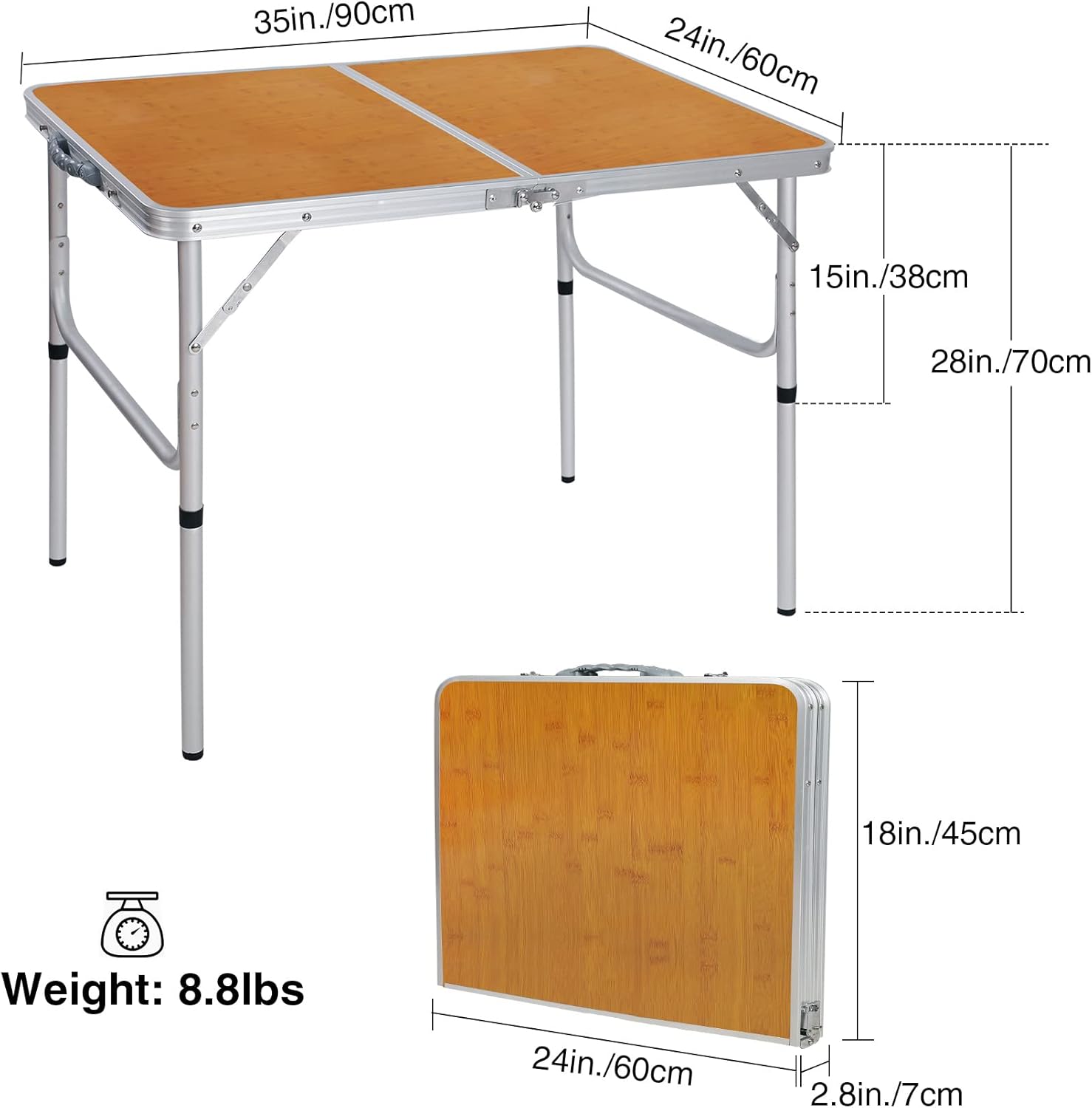高さ調節可能 35x24インチ 折りたたみ式キャンプテーブル - Camping Outdoor Cooking Table のレビューと価格