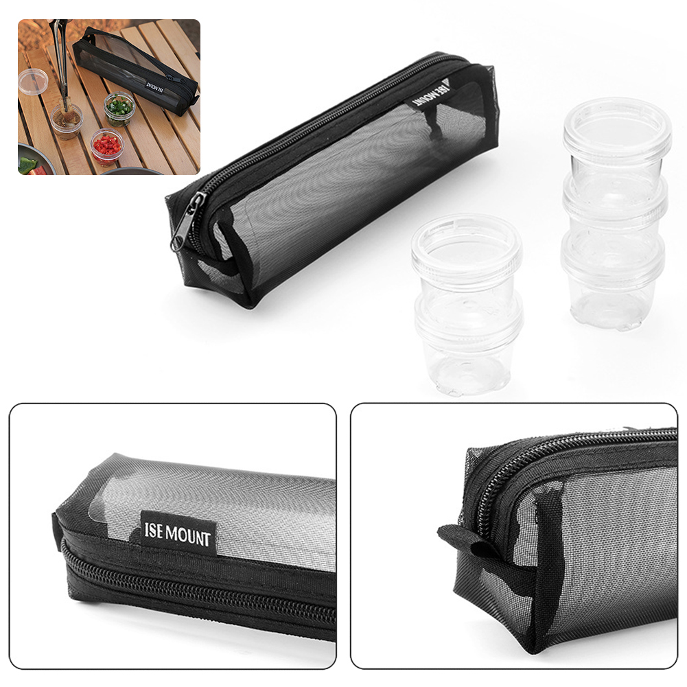 キャンプ用スパイスキット収納バッグ 透明調味料ボトル5個付き - Camping Cooking Container のレビューと価格