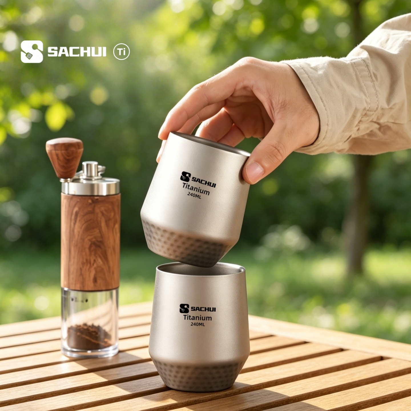 チタン二重壁コーヒーカップアウトドアキャンプ茶水マグポータブ - Camping Cooking System のレビューと価格