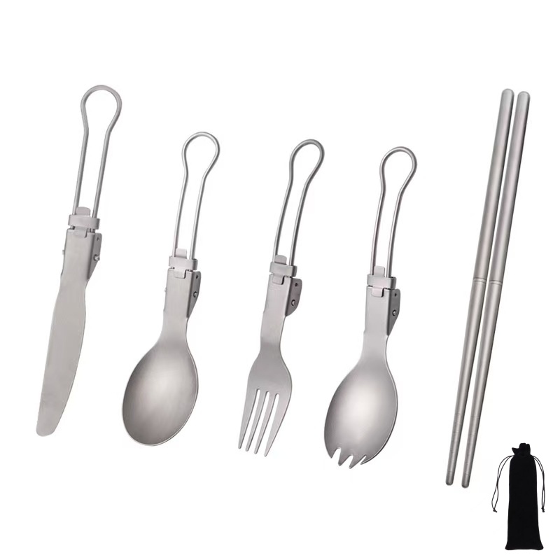 チタン製折りたたみ式食器セット（フォーク、スプーン、ナイフ、 - Camping Cooking Cutlery Set のレビューと価格