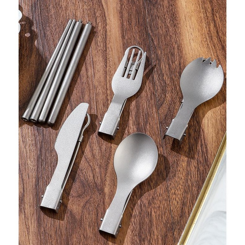 チタン製折りたたみ式食器セット（フォーク、スプーン、ナイフ、 - Camping Cooking Cutlery Set のレビューと価格