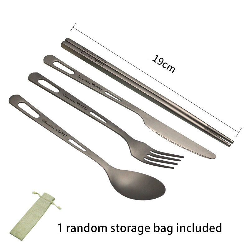 チタン製食器セット キャンプ用フォークスプーン箸カトラリーセ - Camping Cooking Cutlery Set のレビューと価格