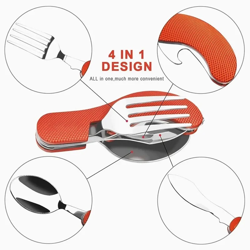 ステンレス製カトラリー 4in1 アウトドアピクニック用食器 - Camping Cooking Cutlery Set のレビューと価格