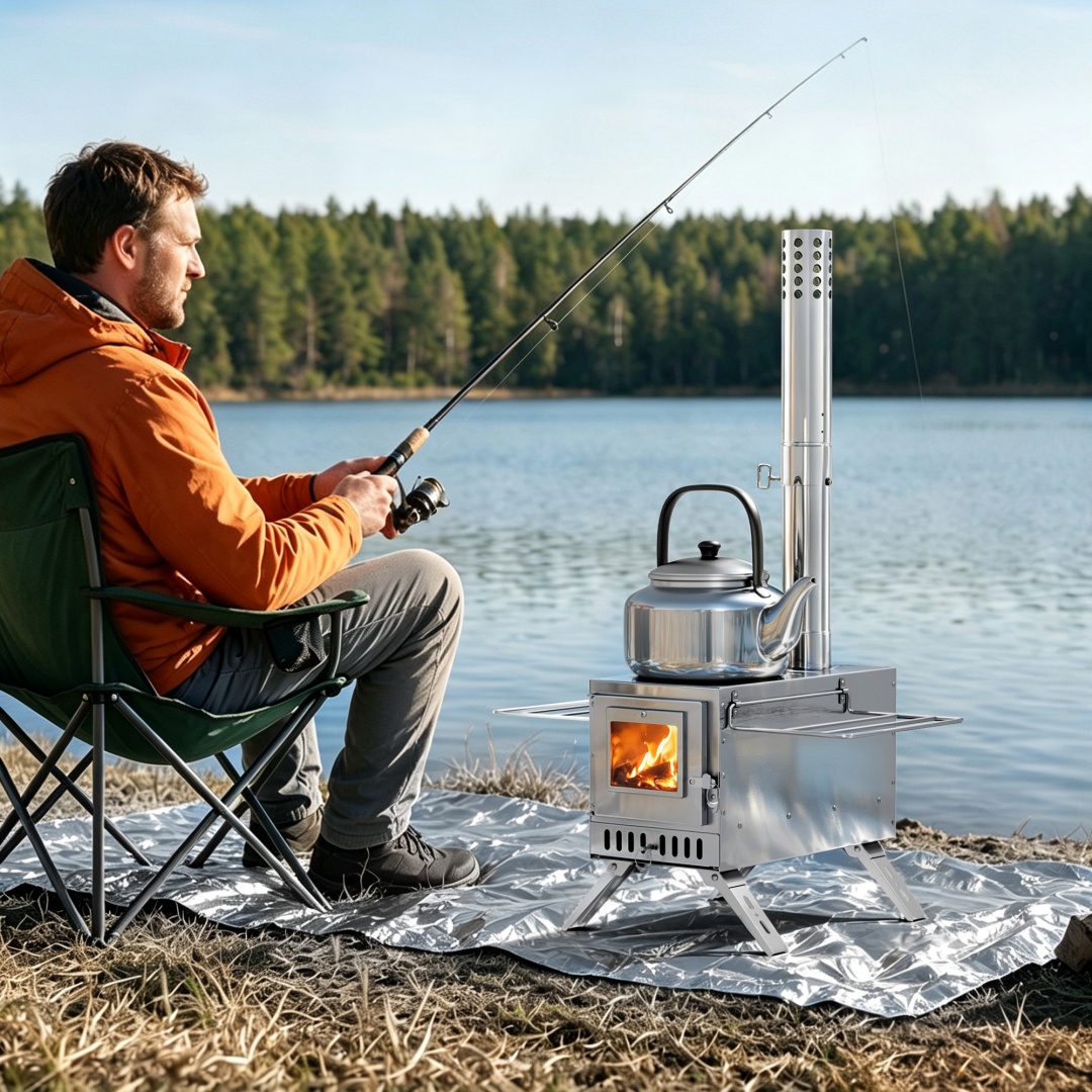 持ち運び可能な薪ストーブ、ステンレス製のテント用ヒーター。キ - Camping Cooking Heater のレビューと価格