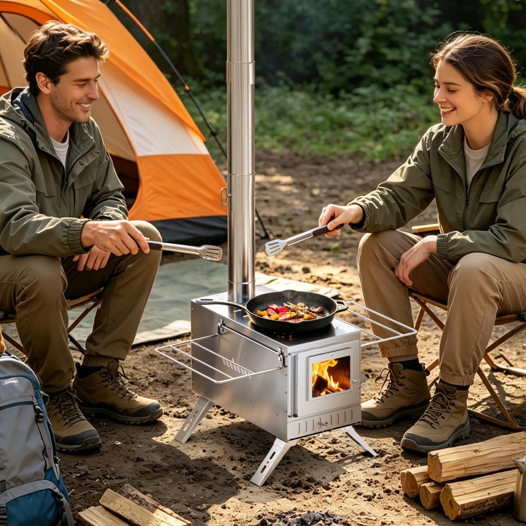 持ち運び可能な薪ストーブ、ステンレス製のテント用ヒーター。キ - Camping Cooking Heater のレビューと価格