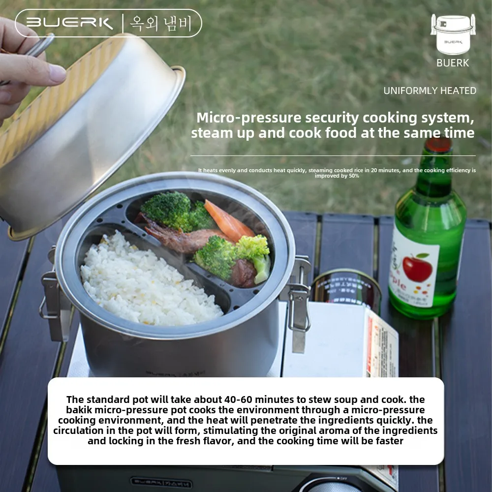 304ステンレス鋼のマイクロプレッシャークッカー、蒸し鍋とフ - Camping Cooking System のレビューと価格