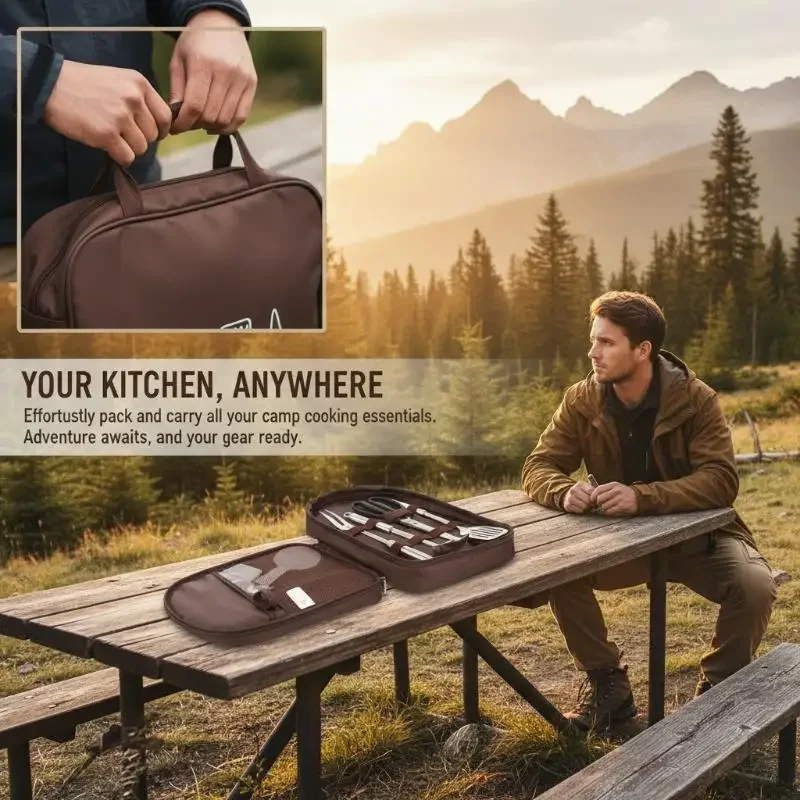 ハイキング用キッチン用品収納、持ち運び可能なアウトドア調理器 - Camping Cooking Utensil Bag のレビューと価格
