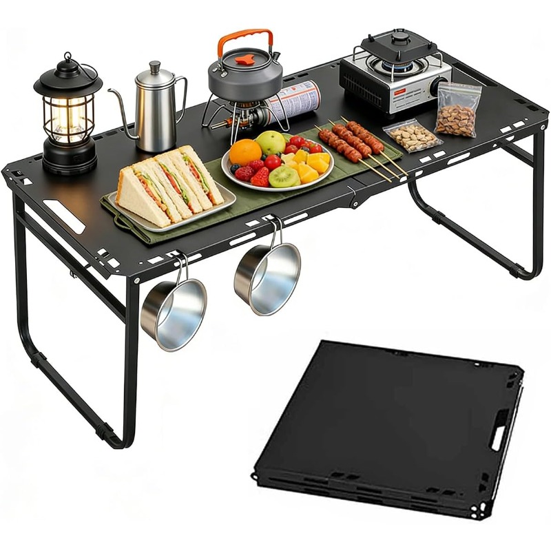 キャンプテーブル 調節可能 折りたたみ式 ポータブル RV  - Camping Outdoor Cooking Table のレビューと価格