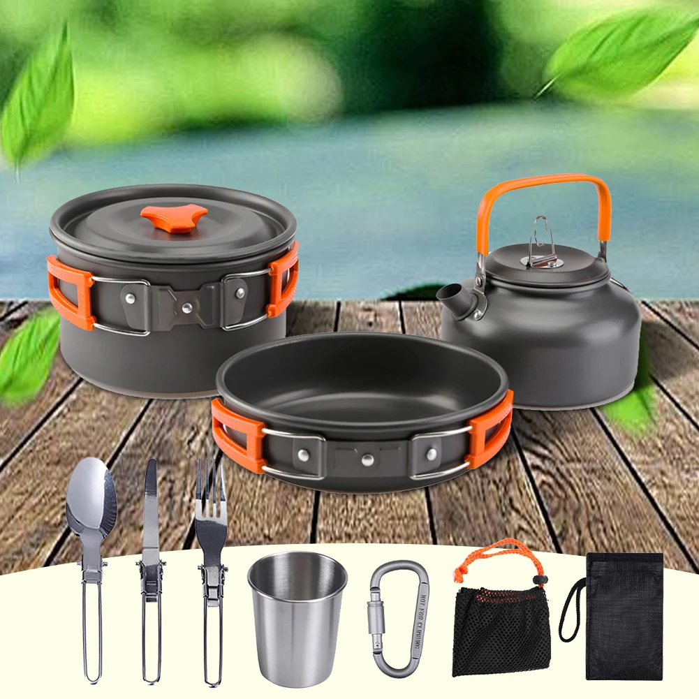 キャンプ調理器具キット ケトル ポット パン クックセット  - Camping Cooking Bowl のレビューと価格