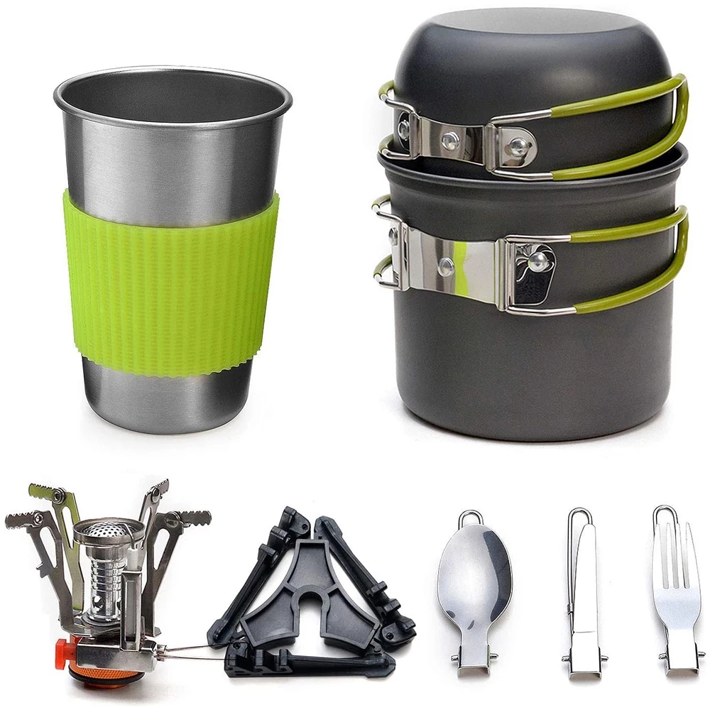 キャンプ調理器具キット ストーブ付き アウトドアクッキングセ - Camping Cooking Kits のレビューと価格